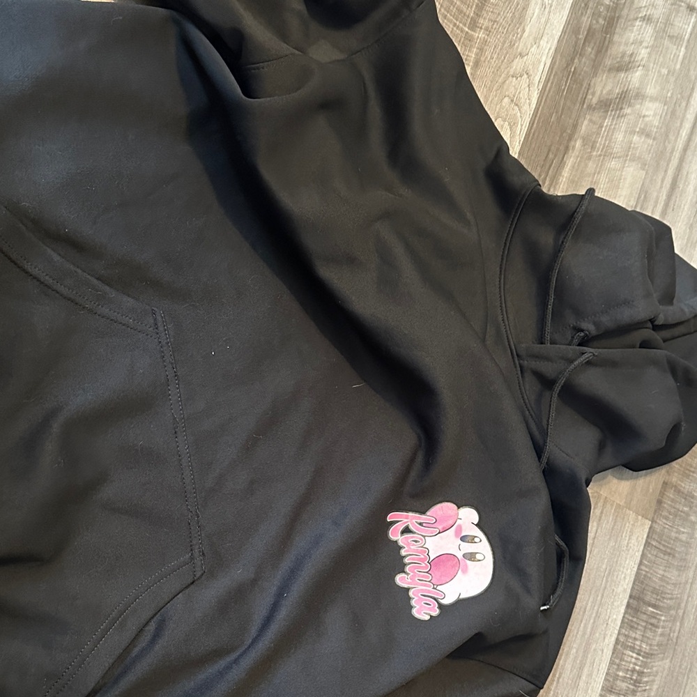 Black Hoodie with Pink Graphic